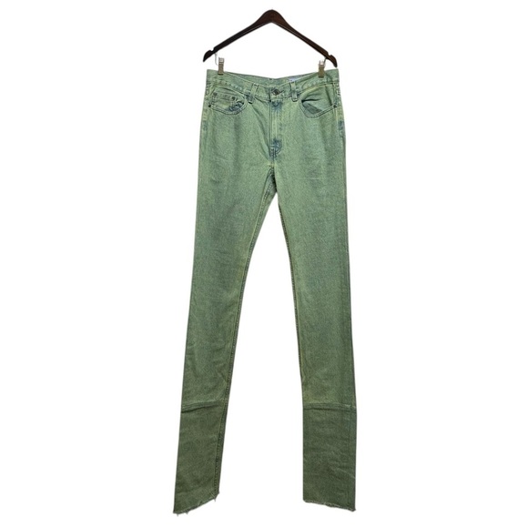 VALELIVES Y2K Stacked Flared Denim Jeans Light Wash Green 32X34 - Picture 4 of 9